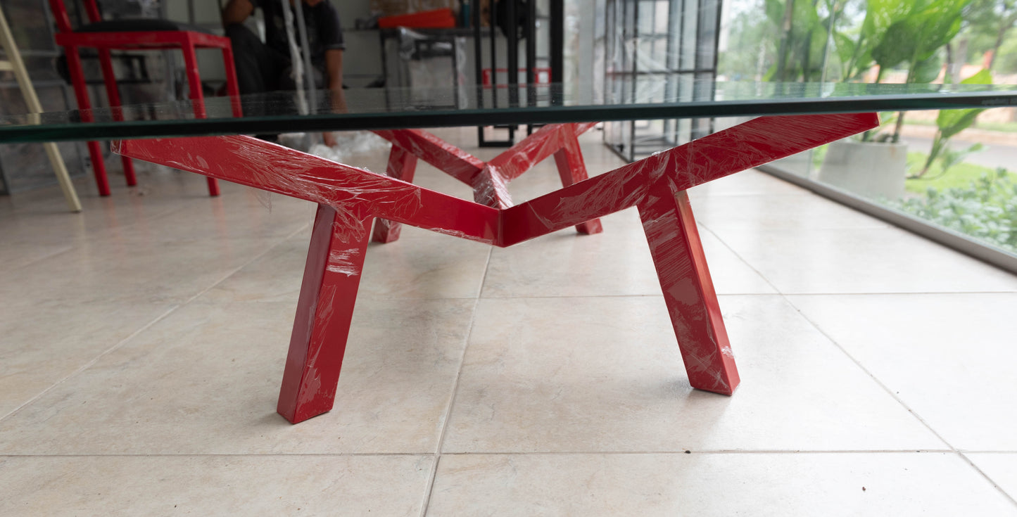 Mesa ratona de Vidrio Rojo